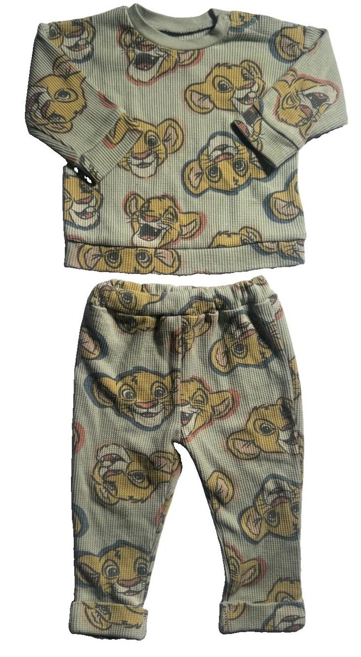 Disney Baby Lion King Simba 12M 2 Piece Outfit Sweatshirt Pants Green